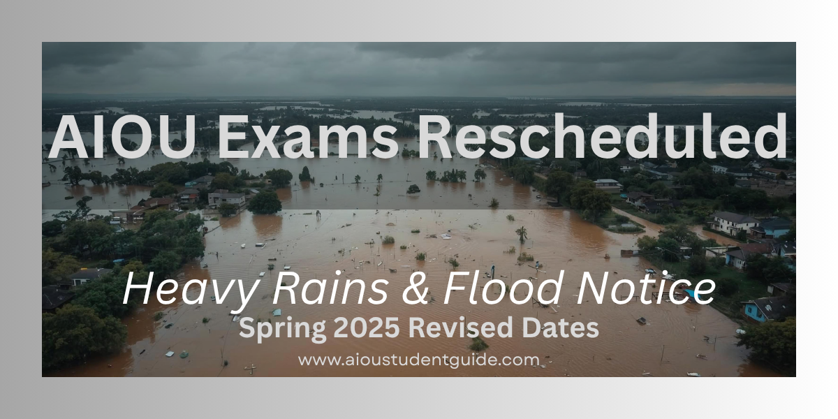 Official notification of AIOU Spring 2025 exams rescheduled due to heavy rains and flooding